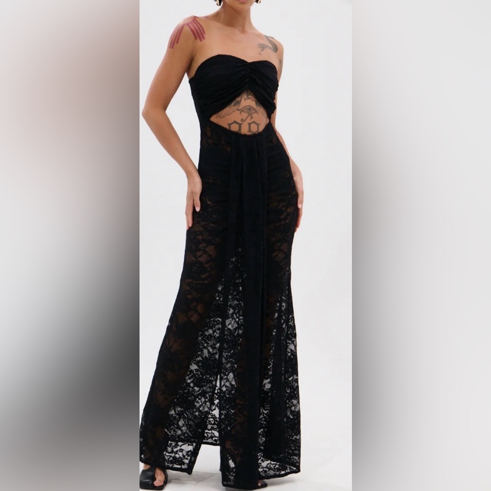 NWT AKIRA Elegant Black Lace Strapless Dress size XL